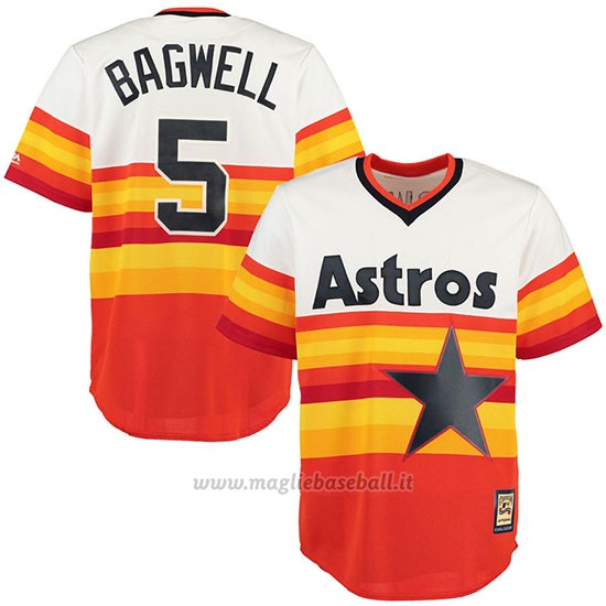 Maglia Baseball Uomo Houston Astros Jeff Bagwell Arancione Alterner Cooperstown